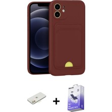 iPhone 11 Vadi Çizgi Prime - Siyah Bilvis 5in1 5d Magic Hayalet Cam Ekran Koruyucu + Turuncu Renkli Kamera Lens Koruma Cam