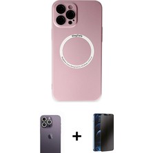 Cepte Toptan iPhone 12 Pro Zirve Klasik Prime - Siyah 3D Antistatik Hayalet Cam Ekran Koruyucu + Beyaz Neon Fosforlu Kamera Lens