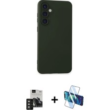 Cepte Toptan Galaxy S24 Ahenk Serisi - Siyah 3D Antistatik Cam Ekran Koruyucu + Derin Mor Pvd Metal Kamera Lens