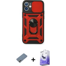 iPhone 12 Ahenk Klasik - Siyah Bilvis 5in1 5d Magic Hayalet Cam Ekran Koruyucu + Gold Metal Kamera Lens Koruma Cam