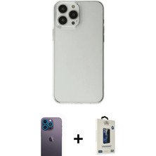 iPhone 13 Pro Max Kutup Doku Koleksiyonu - Siyah Bilvis Hayalet Cam Ekran Koruyucu + Mavi Neon Fosforlu Kamera Lens