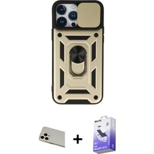 Cepte Toptan iPhone 13 Pro Max Ahenk Klasik - Siyah Bilvis 5in1 5d Magic Hayalet Cam Ekran Koruyucu + Rose Gold Rainbow Kamera Lens Koruma Cam