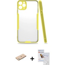 Cepte Toptan iPhone 11 Pro Max Atlas Asil Serisi - Siyah Seramik Nano Ekran Koruyucu + Mavi Renkli Kamera Lens Koruma Cam