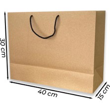 ABB Matbaa 10 Adet Kraft Karton Ipli Çanta Kağıt Poşet (40X30X15) - Ip Rengi Seçilebilir
