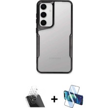 Cepte Toptan Galaxy A24 4g Akış Çizgi Koleksiyonu - Siyah 3D Antistatik Cam Ekran Koruyucu + Şeffaf Kamera Lens Koruma Cam