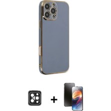 Cepte Toptan iPhone 16 Pro Max Yankı Serisi - Siyah 3D Antistatik Mat Seramik Nano Ekran Koruyucu + Siyah Pvd Metal Kamera Lens