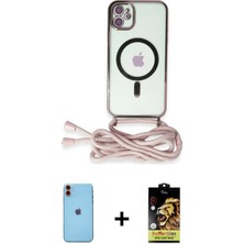 Cepte Toptan iPhone 11 Eksen Özel Seri - Siyah Buffer Cam Ekran Koruyucu + Turuncu Neon Fosforlu Kamera Lens