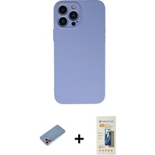 Cepte Toptan iPhone 13 Pro Max Ahenk Serisi - Siyah 6d Mat Seramik Hayalet Nano Ekran Koruyucu + Pembe Shine Kamera Lens Koruma Cam