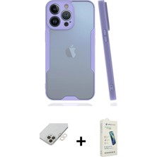 Cepte Toptan iPhone 14 Pro Max Atlas Asil Serisi - Şeffaf Pasifik Cam Ekran Koruyucu + Gold Band Metal Kamera Lens