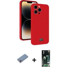 Cepte Toptan iPhone 13 Pro Max Vadi Çizgi Prime - Şeffaf 360 Full Body Arka Koruyucu + Pembe Shine Kamera Lens Koruma Cam