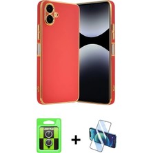 Cepte Toptan Galaxy A07 4g Yankı Serisi - Siyah 3D Antistatik Cam Ekran Koruyucu + Gümüş Raze Metal Kamera Lens