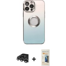 Cepte Toptan iPhone 13 Pro Max Kutup Yansıma Özel Seri - Siyah 6d Mat Seramik Hayalet Nano Ekran Koruyucu + Gümüş Raze Metal Kamera Lens