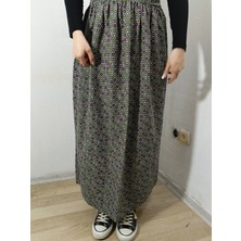 Hoaryage Beli Lastikli Desenli Viskon Basma Kumaş Maxi Boy Anne Etek 36-48BEDEN
