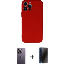 Cepte Toptan iPhone 13 Pro Max Ahenk Serisi - Siyah 3D Antistatik Hayalet Cam Ekran Koruyucu + Beyaz Neon Fosforlu Kamera Lens