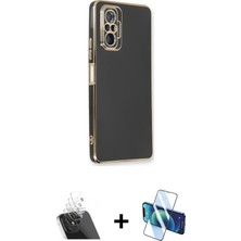Cepte Toptan Redmi Note 10 Pro Yankı Serisi - Siyah 3D Antistatik Cam Ekran Koruyucu + Şeffaf Kamera Lens Koruma Cam