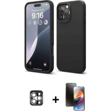 Cepte Toptan iPhone 16 Pro Max Kozmos Yansıma Özel Seri - Siyah 3D Antistatik Mat Seramik Nano Ekran Koruyucu + Gümüş Pvd Metal Kamera Lens