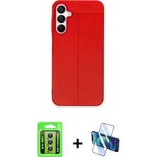 Cepte Toptan Galaxy A15 4g Doruk Klasik Özel Seri - Siyah 3D Antistatik Seramik Nano Ekran Koruyucu + Gümüş Raze Metal Kamera Lens