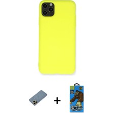 Cepte Toptan iPhone 11 Pro Max Ahenk Serisi - Siyah 18D Cam Ekran Koruyucu + Gold Shine Kamera Lens Koruma Cam