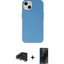 Cepte Toptan iPhone 15 Pro Ahenk Serisi - Siyah 3D Antistatik Hayalet Cam Ekran Koruyucu + Titanyum Gri Raze Metal Kamera Lens