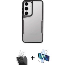 Cepte Toptan Galaxy A15 4g Akış Çizgi Koleksiyonu - Siyah 3D Antistatik Cam Ekran Koruyucu + Şeffaf Kamera Lens Koruma Cam