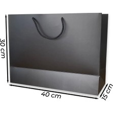 ABB Matbaa 10 Adet Siyah Karton Ipli Çanta Kağıt Poşet (40X30X15) - Ip Rengi Seçilebilir
