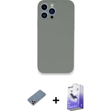 Cepte Toptan iPhone 13 Pro Max Zirve Modern Özel Seri - Siyah Bilvis 5in1 5d Magic Hayalet Cam Ekran Koruyucu + Mor Metal Kamera Lens Koruma Cam