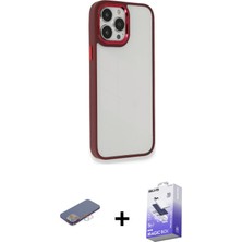 Cepte Toptan iPhone 13 Pro Max Eksen Doku Prime - Siyah Bilvis 5in1 5d Magic Hayalet Cam Ekran Koruyucu + Pembe Renkli Kamera Lens Koruma Cam