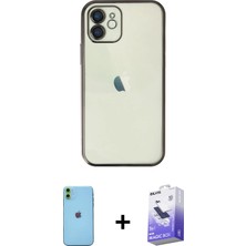 Cepte Toptan iPhone 11 Vadi Minimal - Siyah Bilvis 5in1 5d Magic Hayalet Cam Ekran Koruyucu + Yeşil Neon Fosforlu Kamera Lens