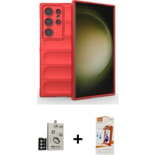 Cepte Toptan Galaxy S24 Ultra Atlas Koleksiyonu - Siyah Autokit 5in1 Fiber Polymer Nano Ekran Koruyucu + Gold Bilvis Titan Kamera Lens