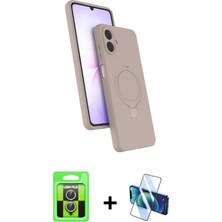 Galaxy A07 4g Iz Işık Koleksiyonu - Siyah 3D Antistatik Cam Ekran Koruyucu + Gümüş Raze Metal Kamera Lens