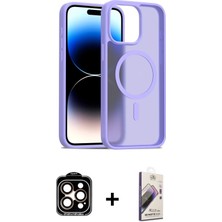 Cepte Toptan iPhone 15 Pro Max Siluet Minimal Prime - Siyah Bilvis 3D Mat Cam Ekran Koruyucu + Turuncu Pvd Metal Kamera Lens