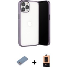 Cepte Toptan iPhone 13 Pro Max Vadi Minimal - Şeffaf Maxco Cam Ekran Koruyucu + Pembe Shine Kamera Lens Koruma Cam