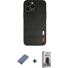 iPhone 13 Pro Max Doruk Asil Koleksiyonu - Siyah Bilvis Hayalet Cam Ekran Koruyucu + Açık Yeşil Metal Kamera Lens Koruma Cam