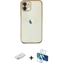 Cepte Toptan iPhone 11 Vadi Minimal - Siyah 3D Antistatik Seramik Nano Ekran Koruyucu + Pembe Renkli Kamera Lens Koruma Cam