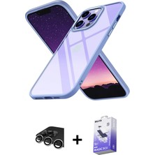 Cepte Toptan iPhone 13 Pro Max Nova Işık Serisi - Siyah Bilvis 5in1 5d Magic Hayalet Cam Ekran Koruyucu + Gümüş Raze Metal Kamera Lens