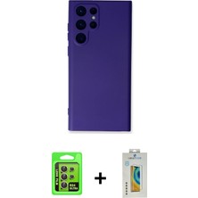 Cepte Toptan Galaxy S24 Ultra Ahenk Serisi - Siyah Polymer Nano Ekran Koruyucu + Sarı Raze Metal Kamera Lens