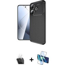 Cepte Toptan Redmi 13 4g Eksen Form Prime - Siyah 3D Antistatik Cam Ekran Koruyucu + Şeffaf Kamera Lens Koruma Cam