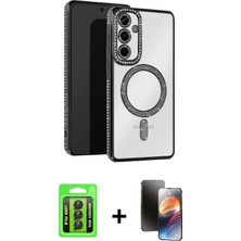 Cepte Toptan Galaxy A25 5g Zirve Doku Prime - Siyah 3D Antistatik Mat Seramik Nano Ekran Koruyucu + Siyah Raze Metal Kamera Lens