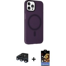 Cepte Toptan iPhone 15 Pro Max Çekirdek Modern Prime - Siyah Buffer Hayalet Cam Ekran Koruyucu + Lacivert Raze Metal Kamera Lens