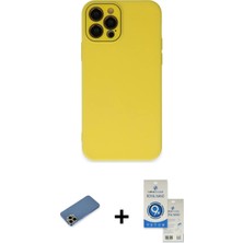 iPhone 12 Pro Max Çekirdek Modern Serisi - Şeffaf Royal Nano Ekran Koruyucu + Gold Shine Kamera Lens Koruma Cam