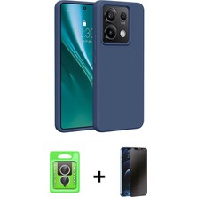 Redmi Note 13 Pro 4g Kozmos Yansıma Özel Seri - Siyah 3D Antistatik Hayalet Cam Ekran Koruyucu + Gümüş Raze Metal Kamera Lens