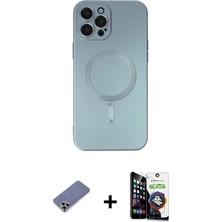 Cepte Toptan iPhone 12 Pro Max Akış Minimal Özel Seri - Şeffaf Temperli Cam Ekran Koruyucu + Gold Metal Kamera Lens Koruma Cam