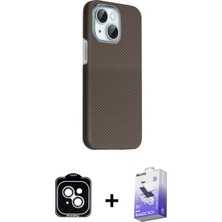 Cepte Toptan iPhone 14 Kozmos Klasik Prime - Siyah Bilvis 5in1 5d Magic Hayalet Cam Ekran Koruyucu + Gümüş Pvd Metal Kamera Lens