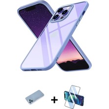 Cepte Toptan iPhone 13 Pro Max Nova Işık Serisi - Siyah 3D Antistatik Cam Ekran Koruyucu + Mavi Shine Kamera Lens Koruma Cam