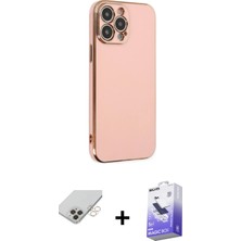 Cepte Toptan iPhone 14 Pro Max Yankı Serisi - Siyah Bilvis 5in1 5d Magic Hayalet Cam Ekran Koruyucu + Gold Band Metal Kamera Lens