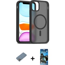 Cepte Toptan iPhone 11 Pro Max Siluet Minimal Prime - Siyah 34D Izgaralı Cam + Gümüş Shine Kamera Lens Koruma Cam