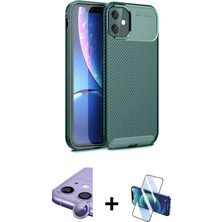 Cepte Toptan iPhone 11 Eksen Form Prime - Siyah 3D Antistatik Cam Ekran Koruyucu + Mor Raze Metal Kamera Lens