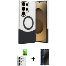 Cepte Toptan Galaxy S25 Ultra Kozmos Form Özel Seri - Siyah 3D Antistatik Hayalet Cam Ekran Koruyucu + Gümüş Raze Metal Kamera Lens