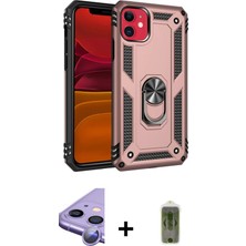 Cepte Toptan iPhone 11 Ahenk Klasik Koleksiyonu - Siyah Joko Magic 5d Hayalet Cam + Mor Raze Metal Kamera Lens