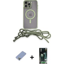 Cepte Toptan iPhone 13 Pro Max Eksen Özel Seri - Şeffaf 360 Full Body Arka Koruyucu + Koyu Yeşil Metal Kamera Lens Koruma Cam